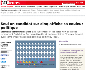La politique sans partis fonctionne bien au niveau communal, pourquoi pas au niveau fédéral ?
