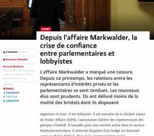 Depuis affaire Markwalder crise confiance parlementaires lobbyiste-letemps-21-12-2015
