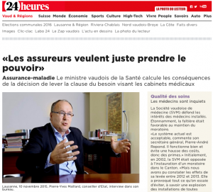 Les assureurs veulent prendre le pouvoir-24heures-pierre-yves-maillard-24-12-2016